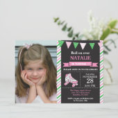 ローラースケートで滑るの誕生日の招待状の誕生会 招待状 (スタンド正面)