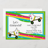 ローラースケートで滑るの誕生日の招待状 招待状 (正面/裏面)