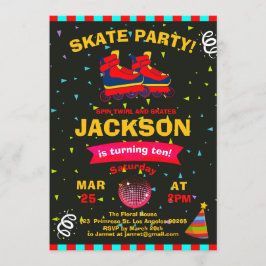 ローラースケートで滑るの黒板紙吹雪誕生会 招待状