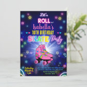 ローラースケートで滑るは女の子の誕生日の招待状をスケートする。 招待状 (スタンド正面)