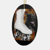 ローラースケートで滑るオーナメント-ヴィンテージスケート セラミックオーナメント (左)