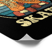 ローラースケートで滑るオールドスクールスケーター1970Sレトロ ポスター (角)