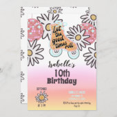 ローラースケートで滑るガールズバースデーパーティー 招待状 (正面/裏面)