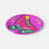 ローラースケートで滑るガールズレインボーネオンバースデーパーティー ペーパープレート (アングル)