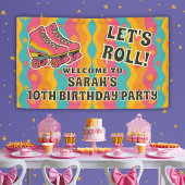 ローラースケートで滑るガールバースデーパーティーへようこそ 横断幕