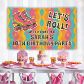 ローラースケートで滑るガールバースデーパーティーへようこそ 横断幕