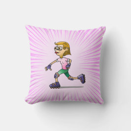 ローラースケートで滑るガール クッション