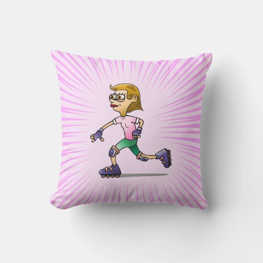 ローラースケートで滑るガール クッション (正面)