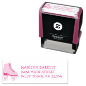 ローラースケートで滑るキッドかわいいスケート差出人住所スタンプ セルフインキングスタンプ (インサイチュ)