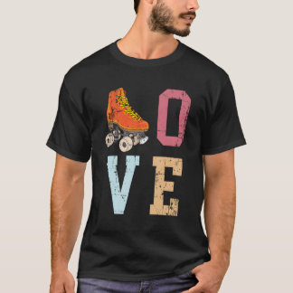 ローラースケートで滑るスケート70年代 Tシャツ
