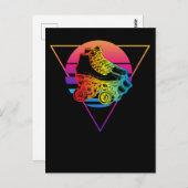 ローラースケートで滑るディスコ蒸発波サンセッカラフルト ポストカード (正面/裏面)