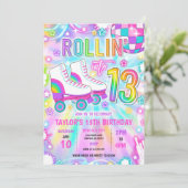 ローラースケートで滑るネオングロー13thバースデーパーティー 招待状 (スタンド正面)