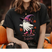 ローラースケートで滑るハロウィンカワイイ幽霊 パーソナライズされた Tシャツ