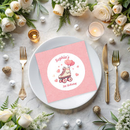 ローラースケートで滑るバルーングリッターガールズ誕生日 スタンダードランチョンナプキン