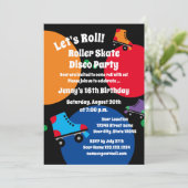 ローラースケートで滑るバースデーパーティ招待状 招待状 (スタンド正面)