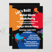 ローラースケートで滑るバースデーパーティ招待状 招待状 (正面/裏面)