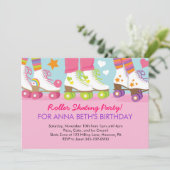 ローラースケートで滑るバースデーパーティ招待状 招待状 (スタンド正面)