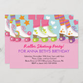 ローラースケートで滑るバースデーパーティ招待状 招待状 (正面/裏面)