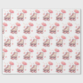 ローラースケートで滑るピンクハートガールズバースデーパーティー ラッピングペーパー (フラット)
