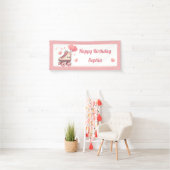 ローラースケートで滑るピンクハートガールズバースデーパーティー 横断幕 (インサイチュ)