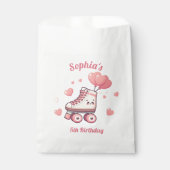 ローラースケートで滑るピンクハートガールズ誕生日 フェイバーバッグ (正面)