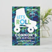 ローラースケートで滑るボーイズグローネオンバースデーパーティー 招待状 (スタンド正面)