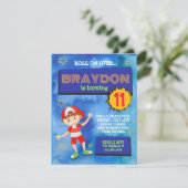 ローラースケートで滑るボーイブルーバースデーパーティー招待 招待状 (スタンド正面)