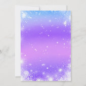 ローラースケートで滑る冬の雪誕生日ピンクパープル 招待状 (裏面)