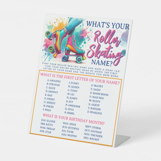 ローラースケートで滑る名台座看板 台座サイン (正面)