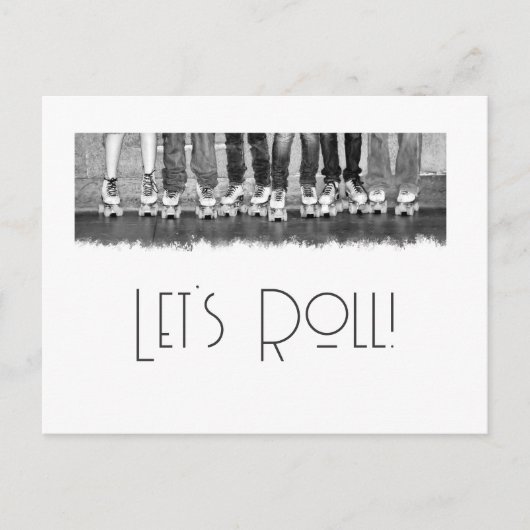 ローラースケートで滑る葉書 ポストカード (正面)