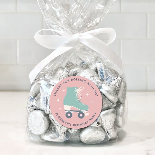 ローラースケートで滑る誕生日パーティーありがとう ラウンドシール