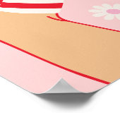 ローラースケートで滑る誕生日パーティーのポスターサイン ポスター (角)