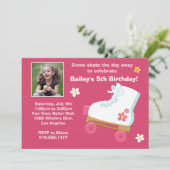 ローラースケートで滑る誕生日パーティーの招待 招待状 (スタンド正面)