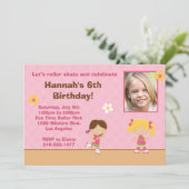 ローラースケートで滑る誕生日パーティーの招待 招待状 (スタンド正面)
