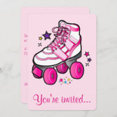 ローラースケートで滑る誕生日パーティーへの招待 招待状 (正面/裏面)