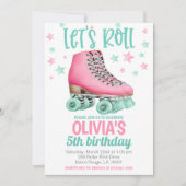 ローラースケートで滑る誕生日パーティーへの招待 招待状 (正面)