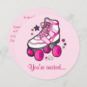 ローラースケートで滑る誕生日パーティーへの招待 招待状 (正面/裏面)