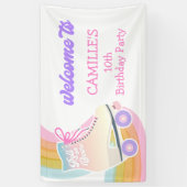 ローラースケートで滑る誕生日パーティーへようこそ 横断幕 (縦)