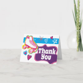 ローラースケートで滑る誕生日パーティーサンキューノート カード