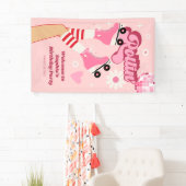 ローラースケートで滑る誕生日パーティービニールバナー 横断幕 (インサイチュ)