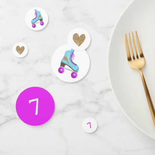ローラースケートで滑る誕生日パーティーピンクと金ゴールド コンフェッティ (グループ)