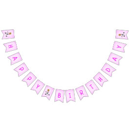 ローラースケートで滑る誕生日パーティーピンク バンティングフラッグ