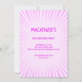 ローラースケートで滑る誕生日パーティーピンク 招待状 (裏面)