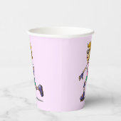 ローラースケートで滑る誕生日パーティーピンク 紙コップ (右)
