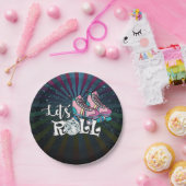ローラースケートで滑る誕生日パーティープレート ペーパープレート (パーティー)