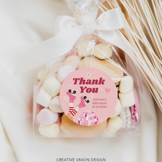 ローラースケートで滑る誕生日パーティー好意ステッカー ラウンドシール