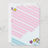 ローラースケートで滑る誕生日パーティー招待ネオン 招待状 (裏面)