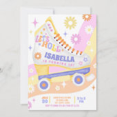 ローラースケートで滑る誕生日パーティー 招待状 (正面)