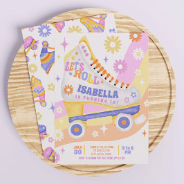 ローラースケートで滑る誕生日パーティー 招待状