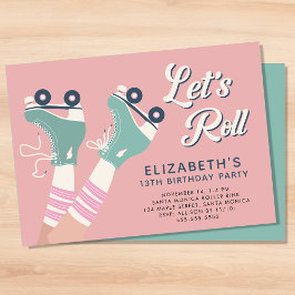 ローラースケートで滑る誕生日パーティー 招待状